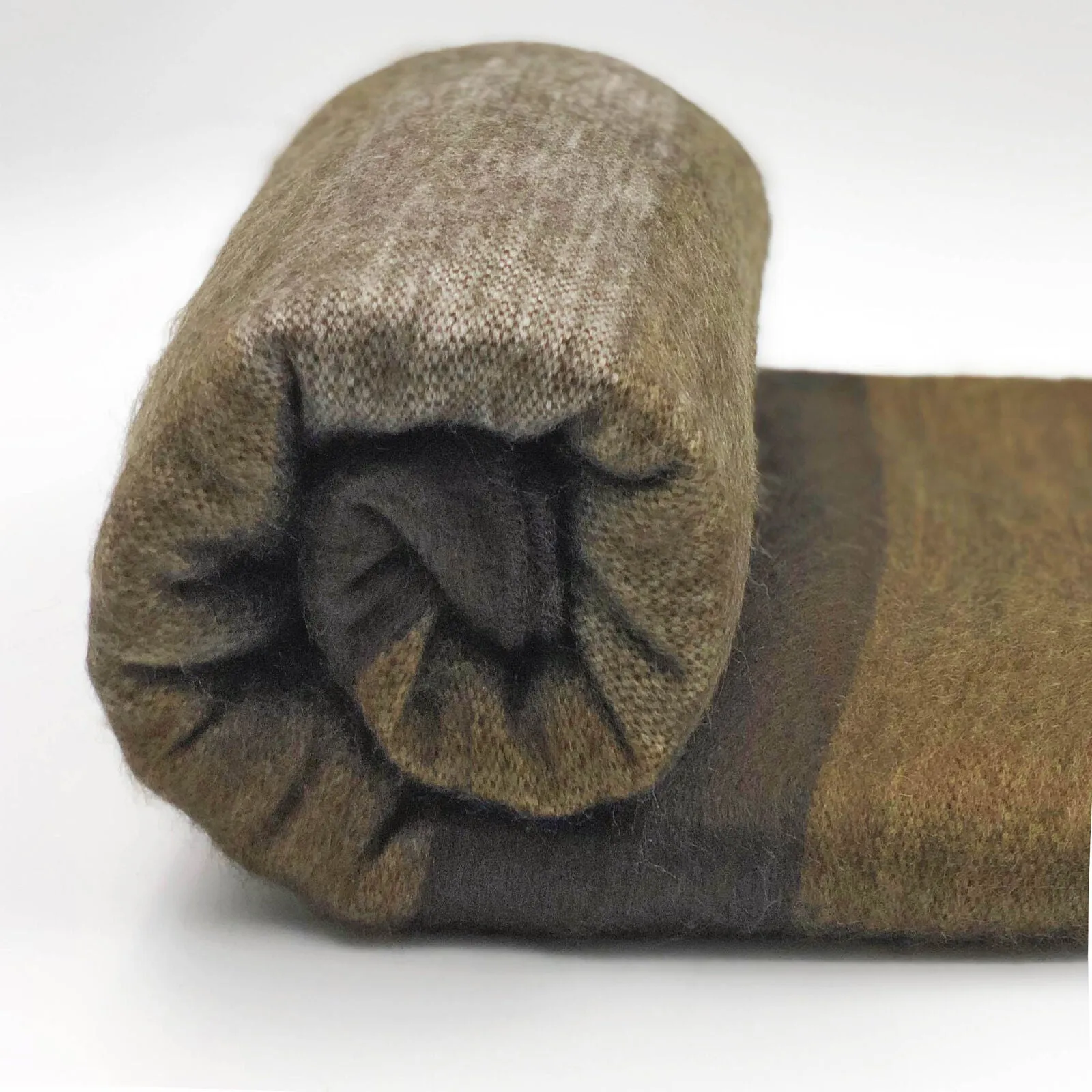 Soft & Warm Baby Alpaca Wool Throw Blanket / Sofa Cover - Queen 90" x 65" - thick stripes pattern chocolate brown