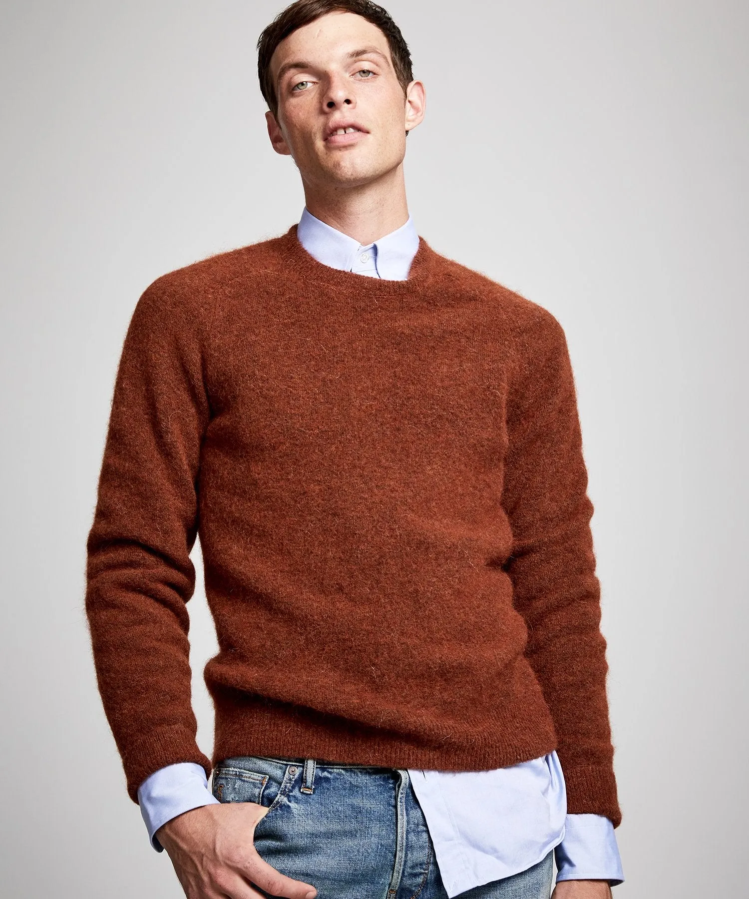Solid Alpaca Crew in Brown Umber