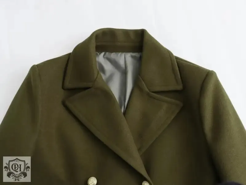 Solid Double Breasted Coat