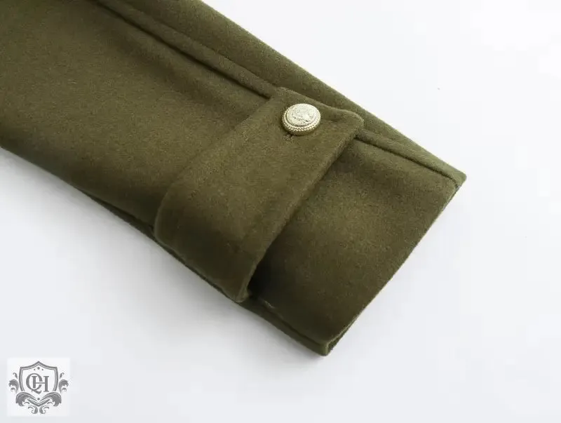 Solid Double Breasted Coat
