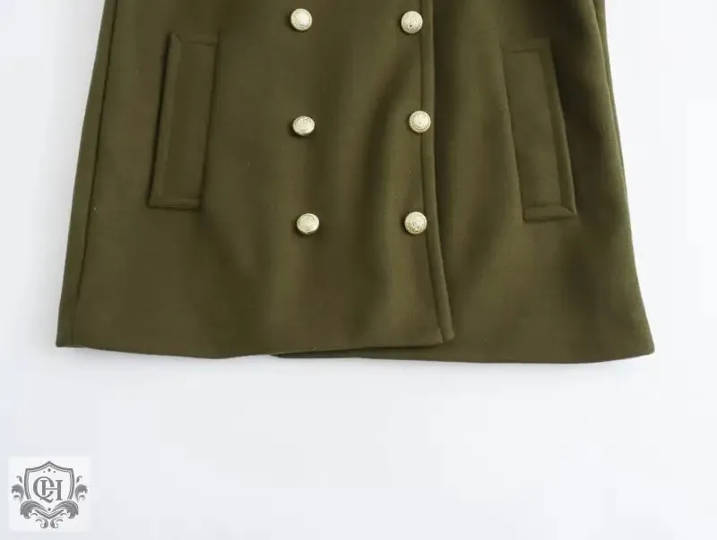 Solid Double Breasted Coat