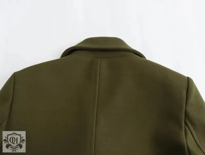 Solid Double Breasted Coat