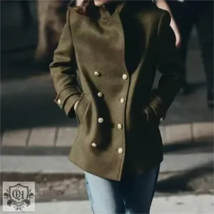 Solid Double Breasted Coat