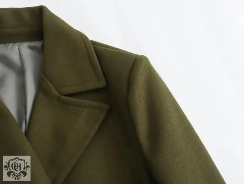 Solid Double Breasted Coat