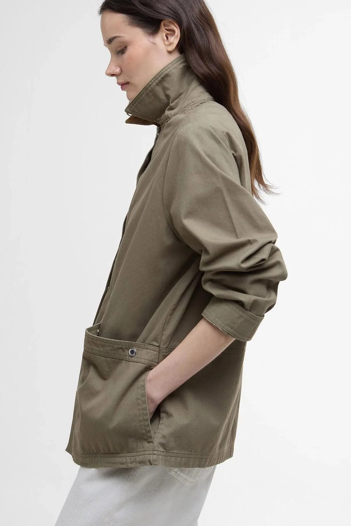 Sonnie Cotton Twill Casual Jacket - Dusky Green