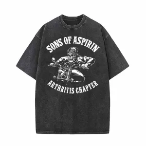 Sons Of Aspirin Skull Biker Vintage Washed T-shirt