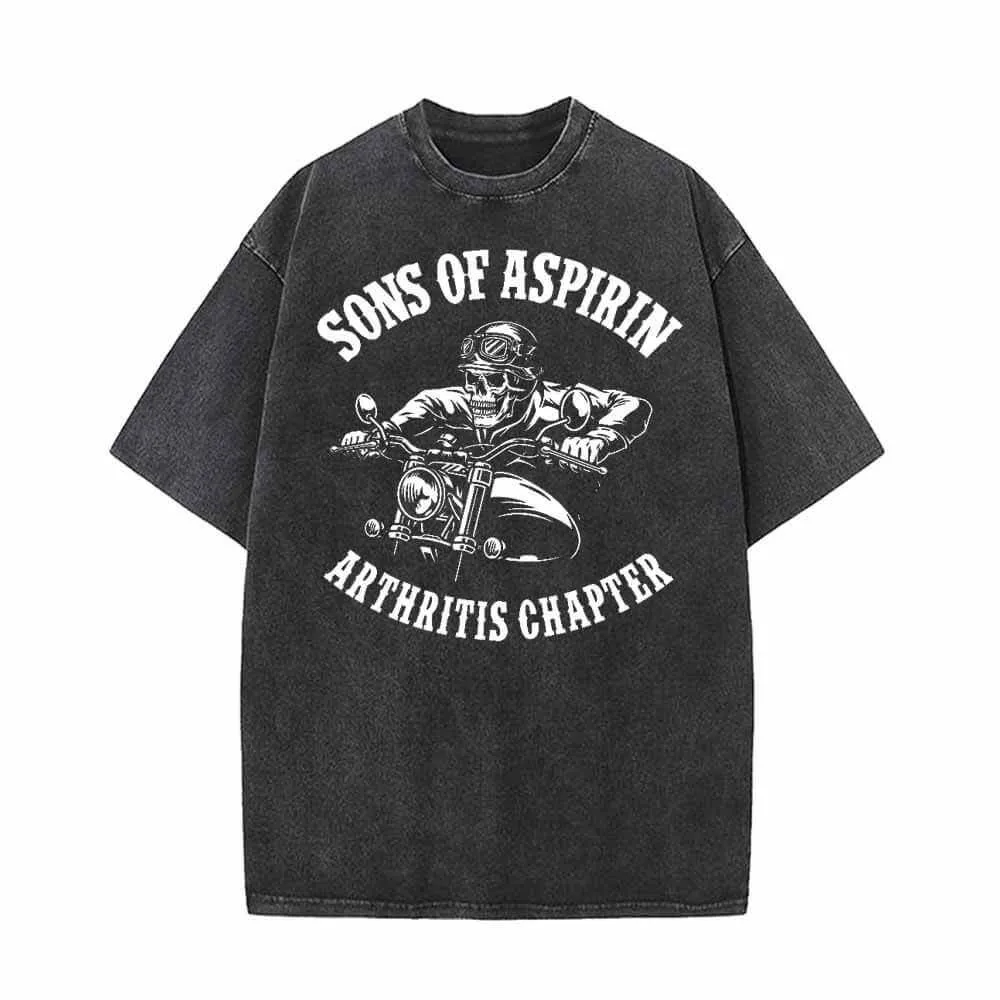 Sons Of Aspirin Skull Biker Vintage Washed T-shirt