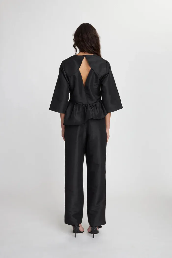 Stella Nova Crispy Peplum Black Blouse