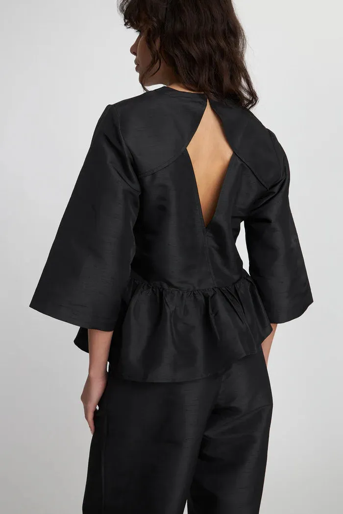 Stella Nova Crispy Peplum Black Blouse