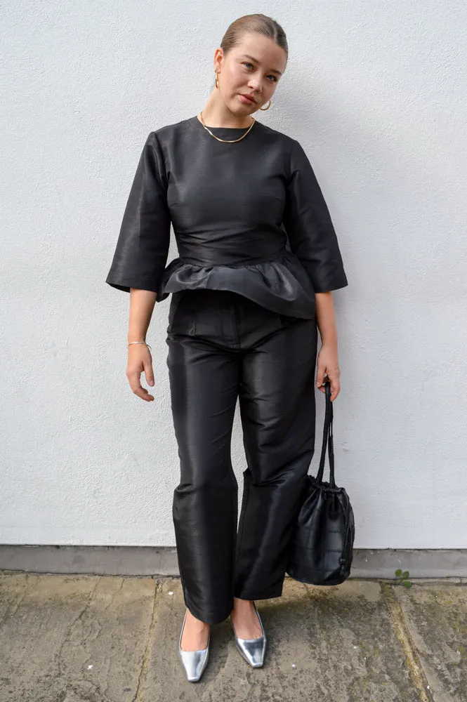 Stella Nova Crispy Peplum Black Blouse