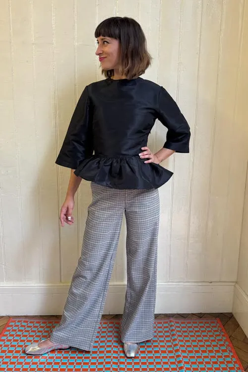 Stella Nova Crispy Peplum Black Blouse