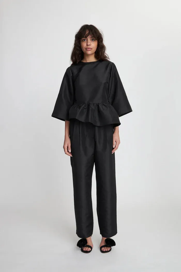 Stella Nova Crispy Peplum Black Blouse