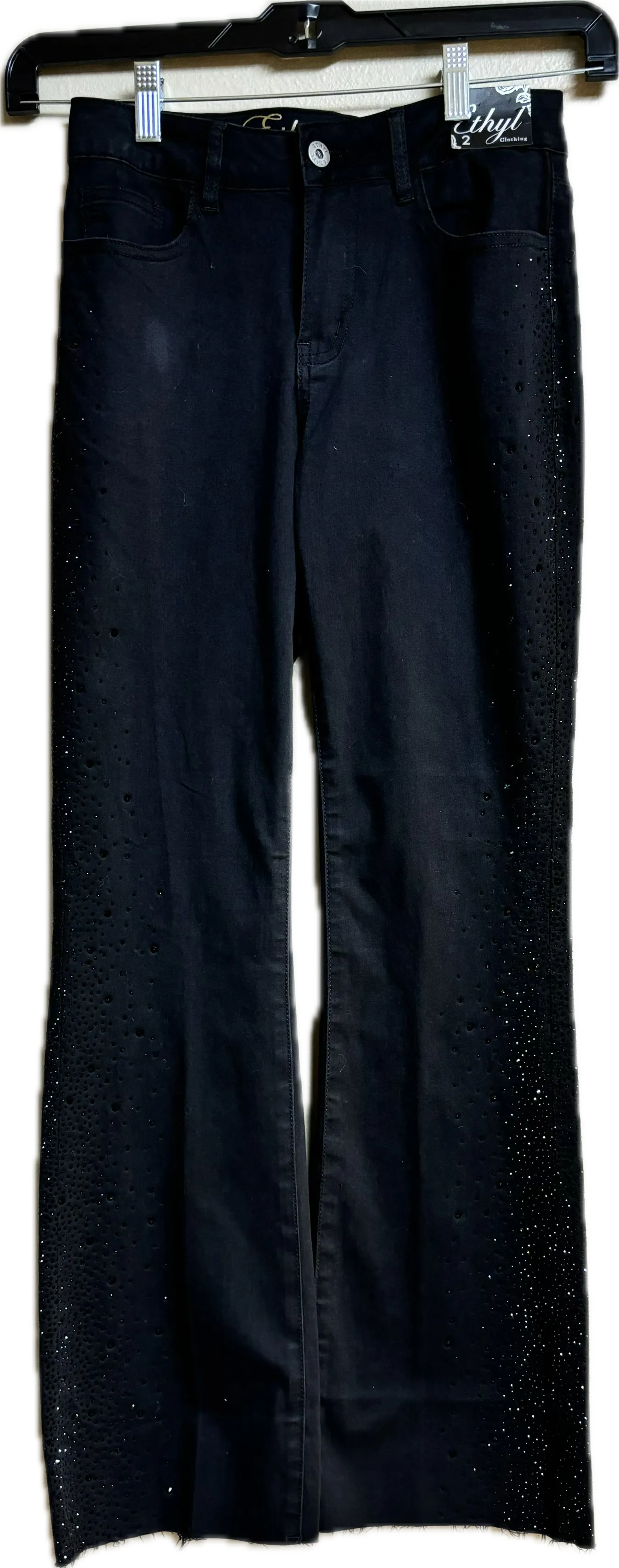 Streamline Bootcut Black Jeans with Crystals  "Success" Ethyl Brand Clothing