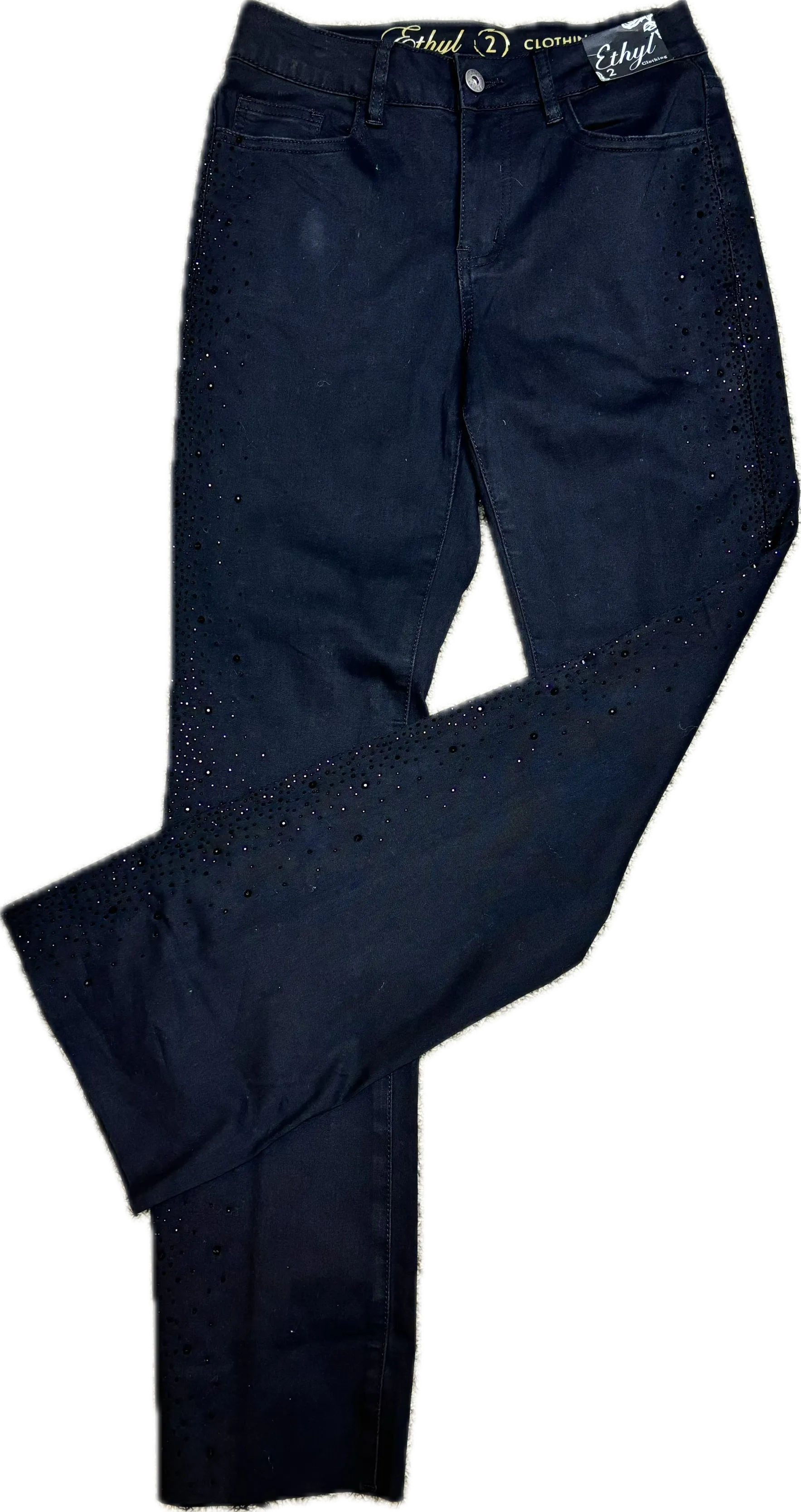 Streamline Bootcut Black Jeans with Crystals  "Success" Ethyl Brand Clothing