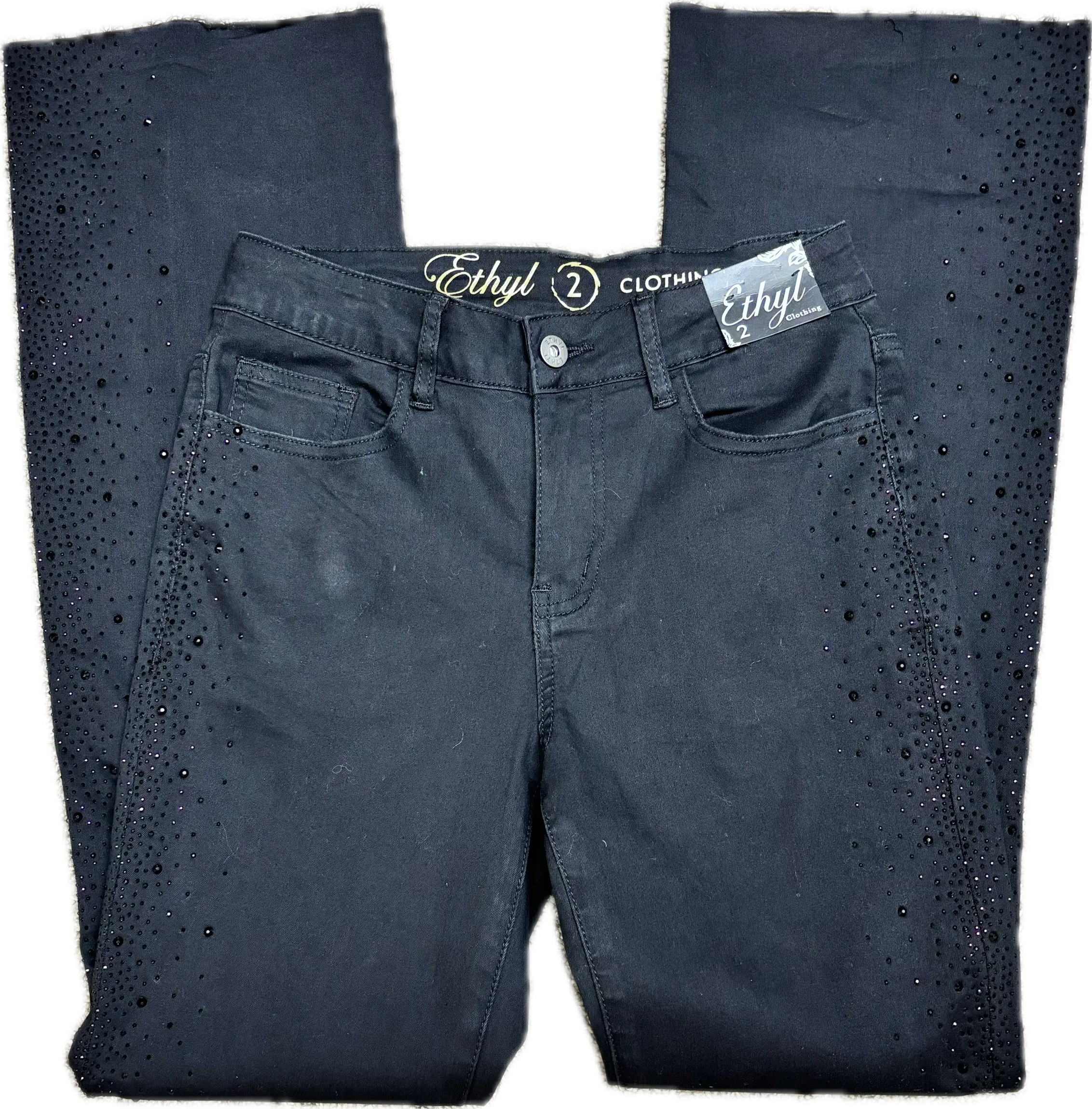 Streamline Bootcut Black Jeans with Crystals  "Success" Ethyl Brand Clothing
