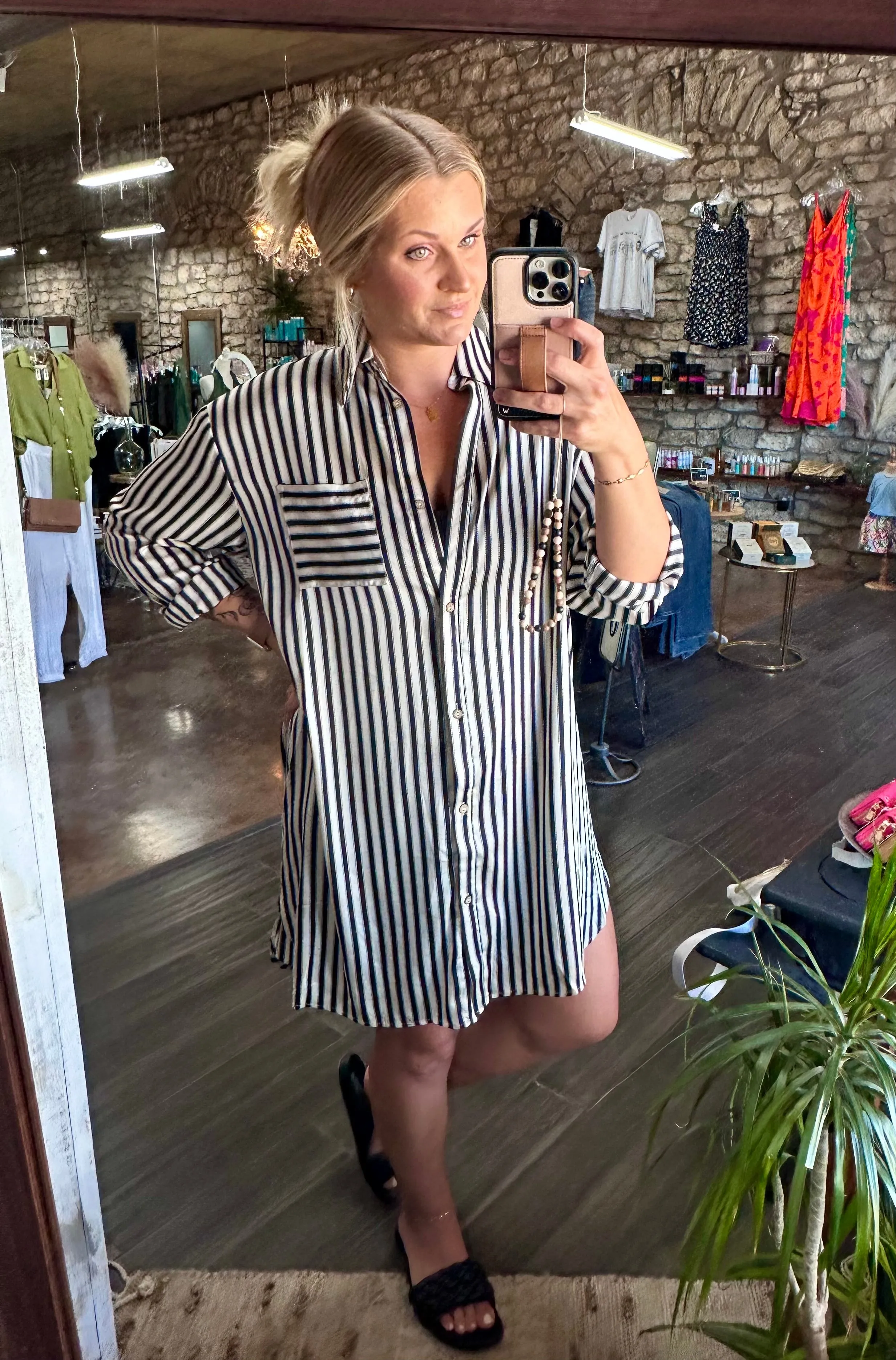 Stripe Shirt Mini Dress