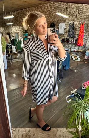 Stripe Shirt Mini Dress