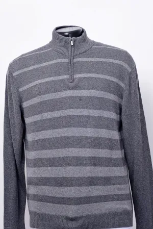 striped quarter zip sweater