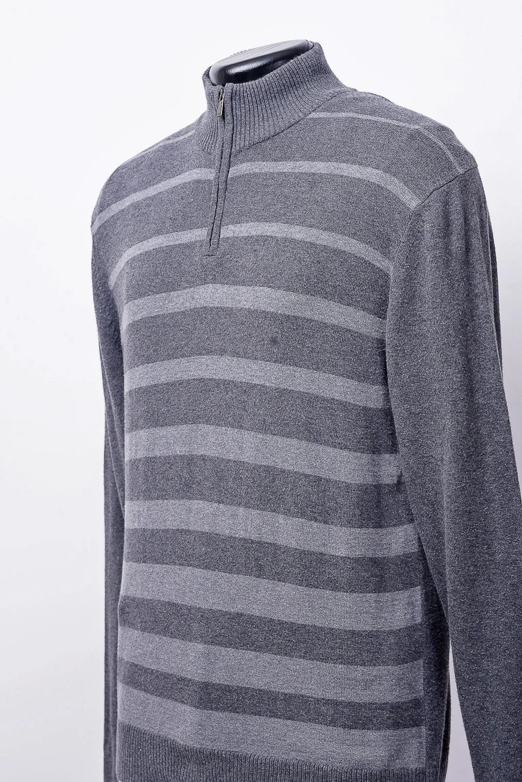 striped quarter zip sweater