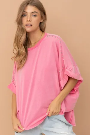 Studded Oversized High Low T Shirt  *Online Only*