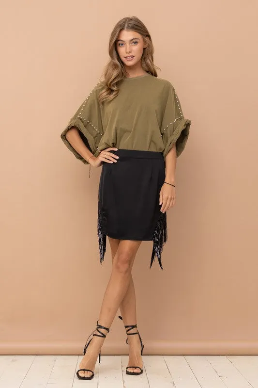 Studded Oversized High Low T Shirt  *Online Only*