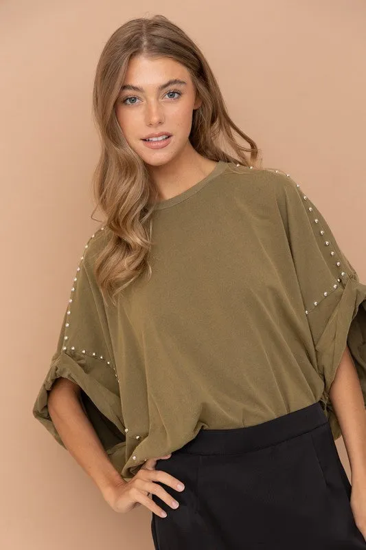 Studded Oversized High Low T Shirt  *Online Only*