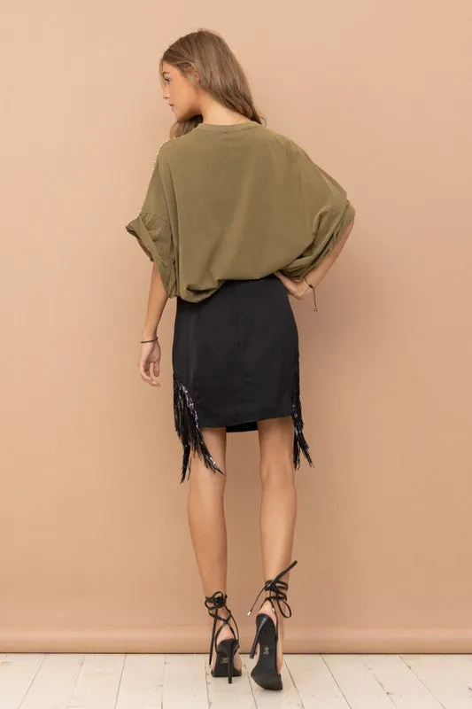 Studded Oversized High Low T Shirt  *Online Only*