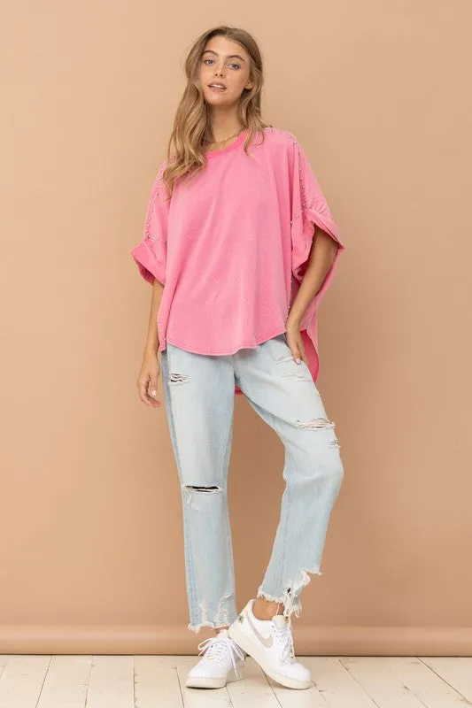 Studded Oversized High Low T Shirt  *Online Only*