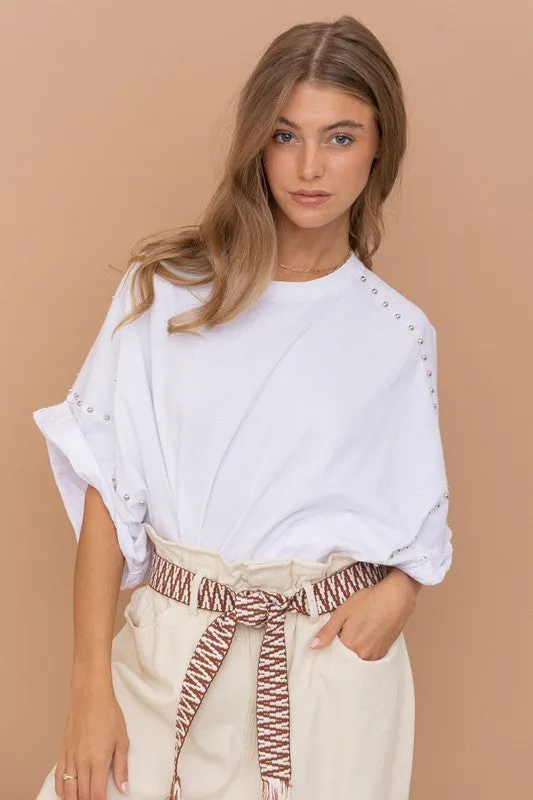 Studded Oversized High Low T Shirt  *Online Only*