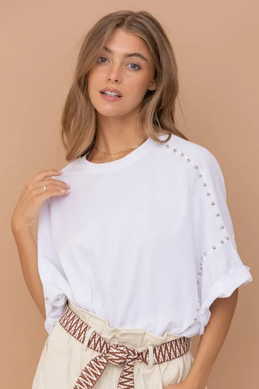 Studded Oversized High Low T Shirt  *Online Only*