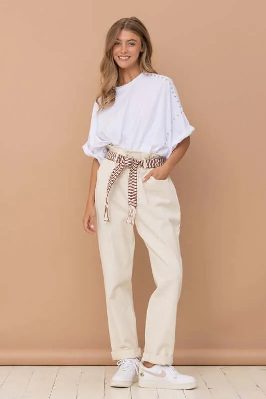Studded Oversized High Low T Shirt