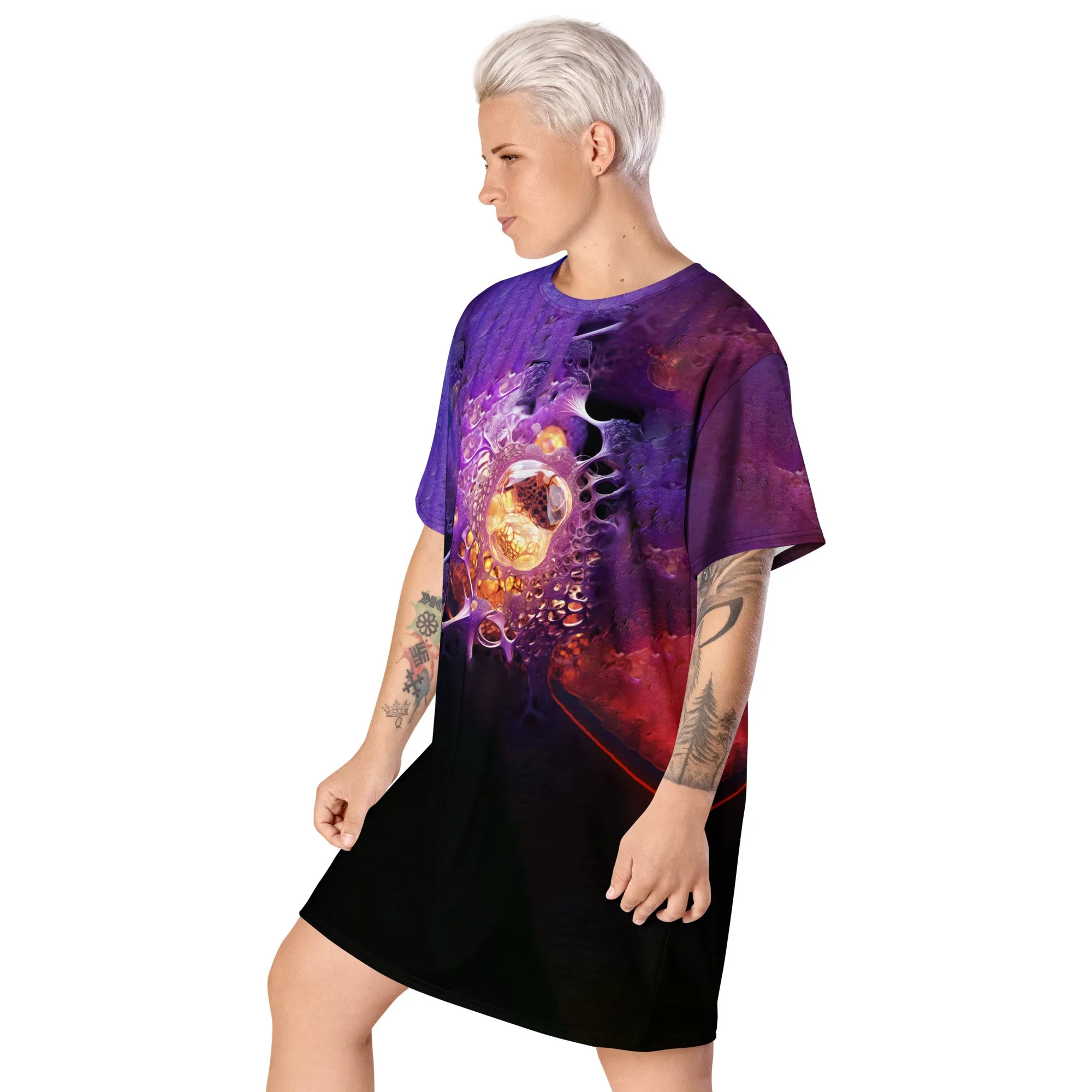 T-Shirt Dress Blooming Purple Cell