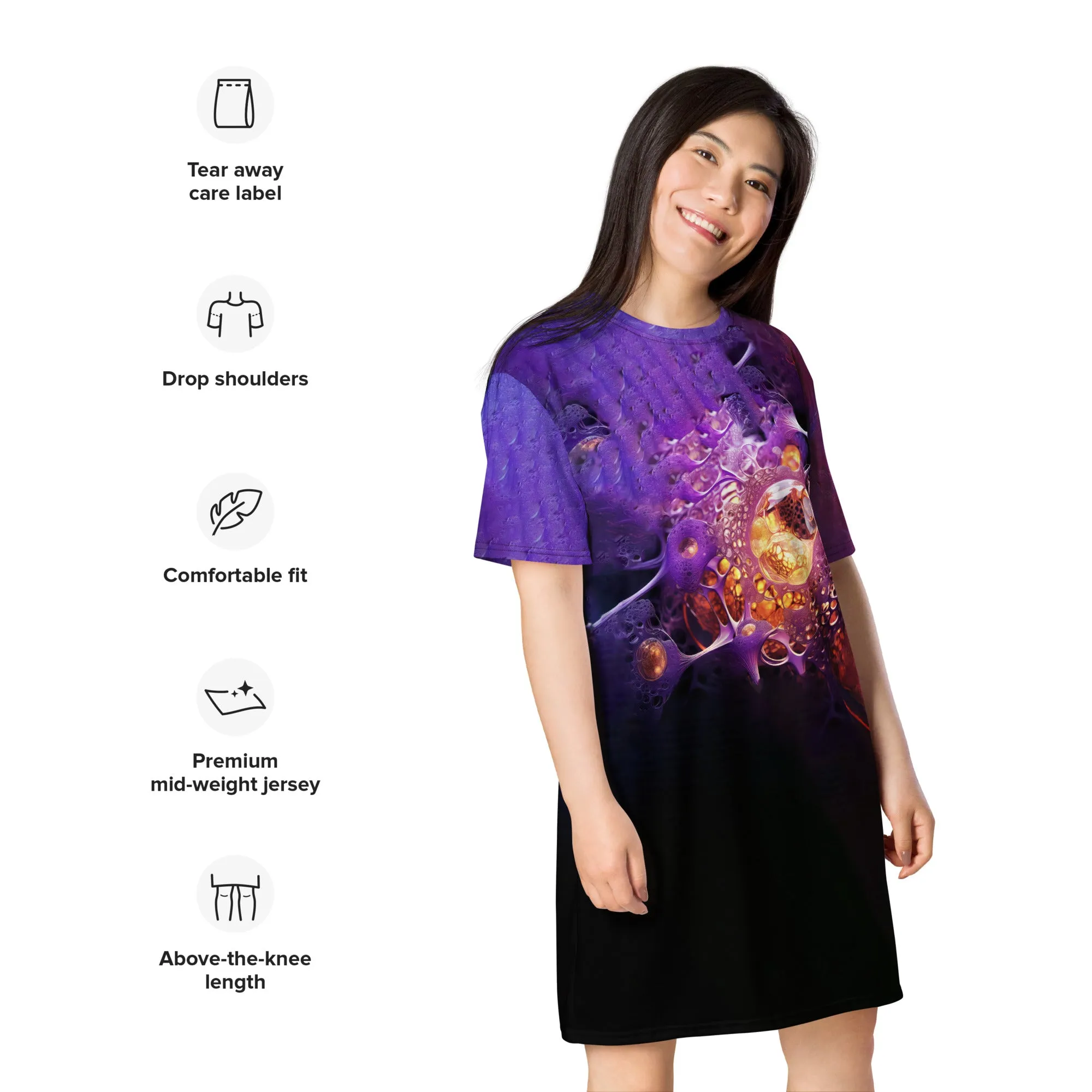T-Shirt Dress Blooming Purple Cell