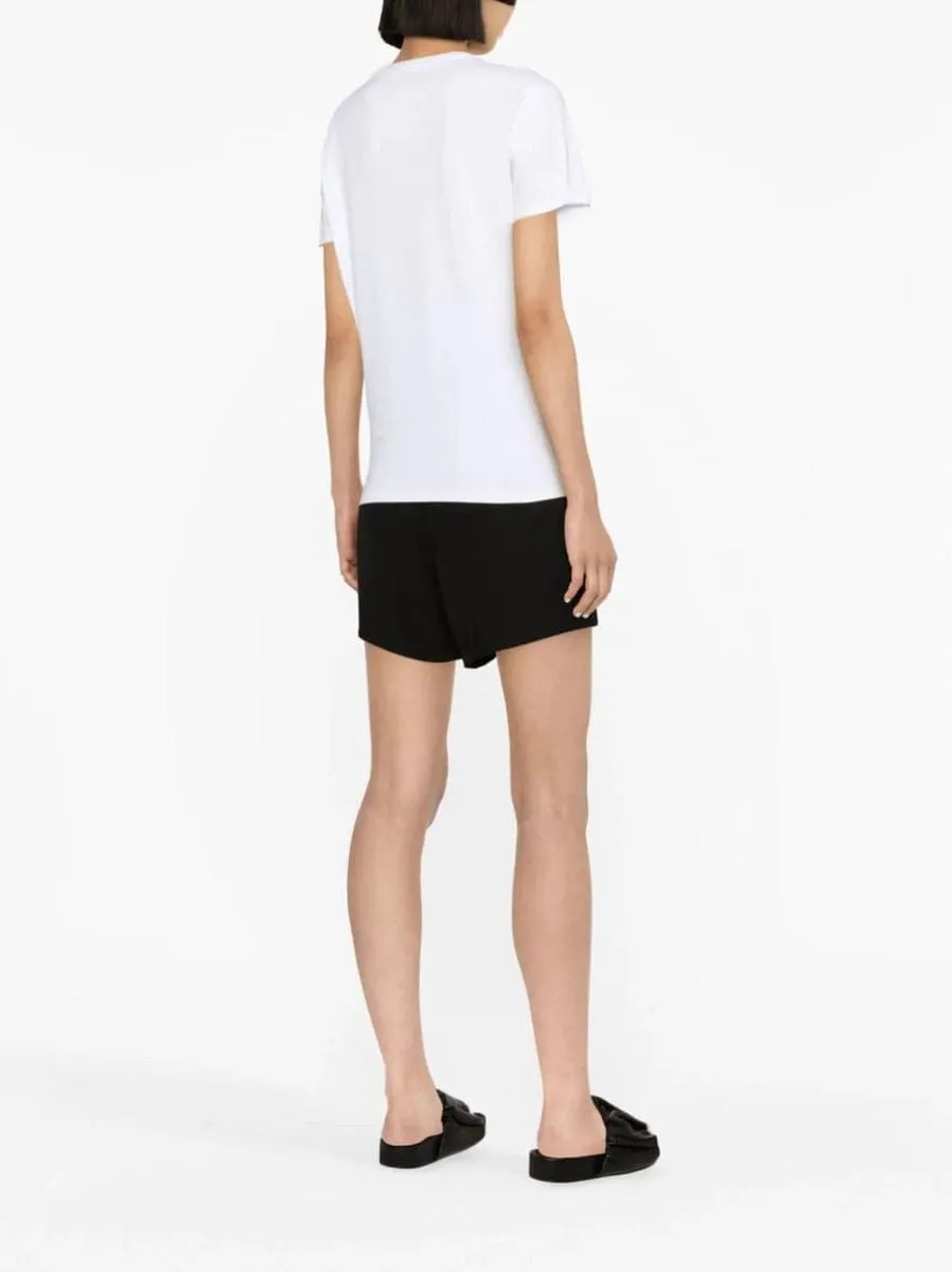 T-shirt in cotone ricamata con slogan