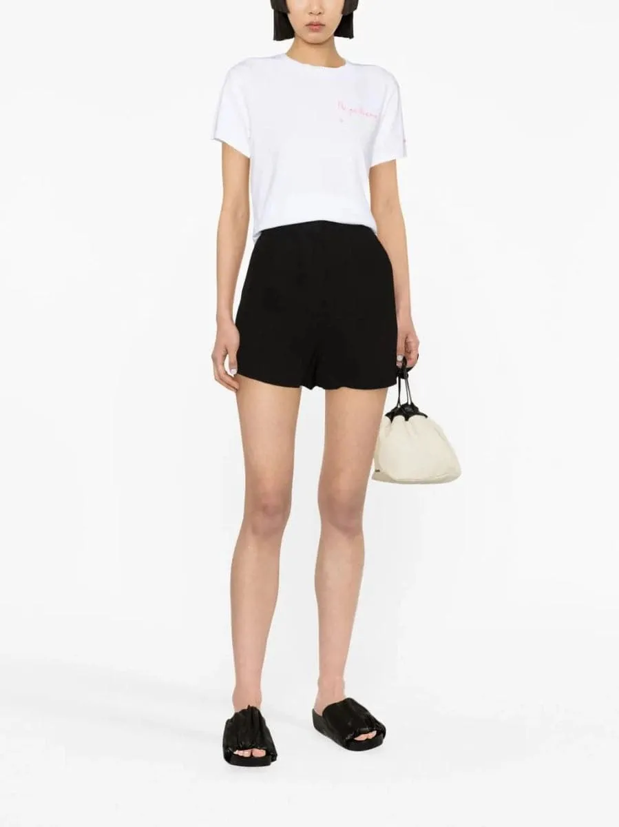 T-shirt in cotone ricamata con slogan