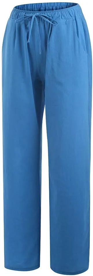 TARIENDY Petite Wide Leg Pants for Women Womens Elastic Waisted Pants Drawstring Wide Leg Trousers Summer Beach Outfits