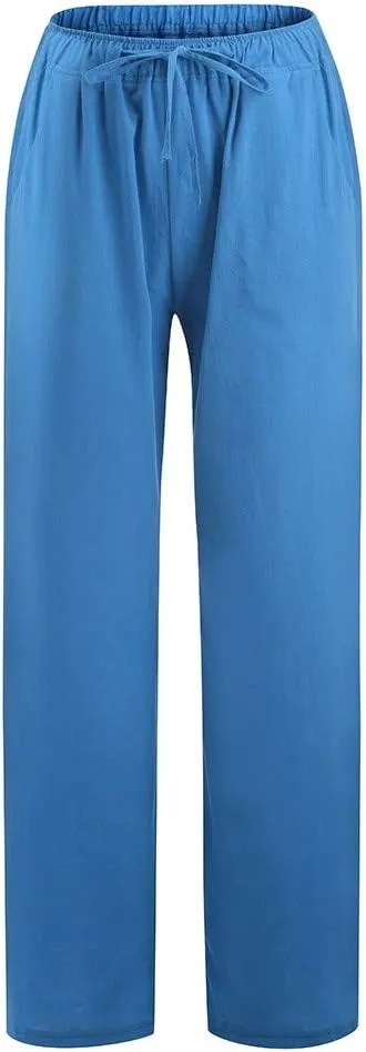 TARIENDY Petite Wide Leg Pants for Women Womens Elastic Waisted Pants Drawstring Wide Leg Trousers Summer Beach Outfits