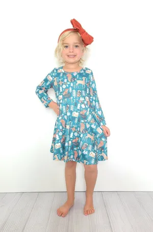 Teal Winter Girls Dress