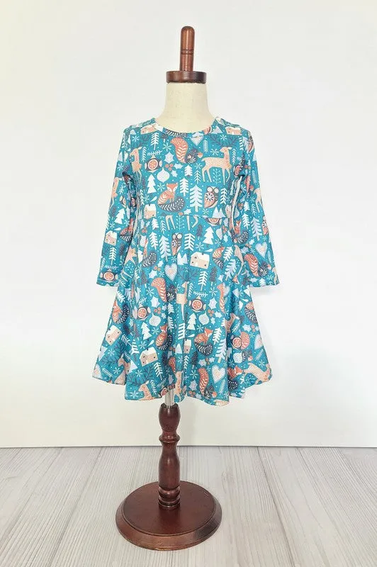 Teal Winter Girls Dress