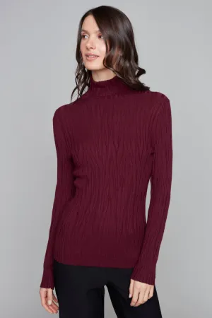 Textured Fitted Mock Neck Sweater