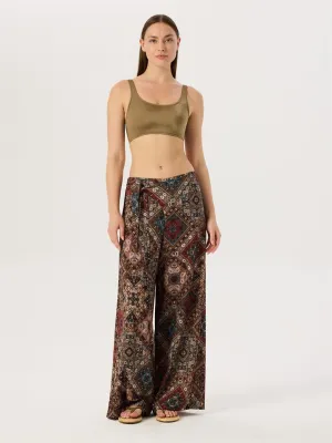 Tie Waist Detailed Slippery Pants - Bohemian Pattern
