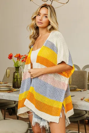 Timeless Touch - Striped Open Front Knit Cardigan