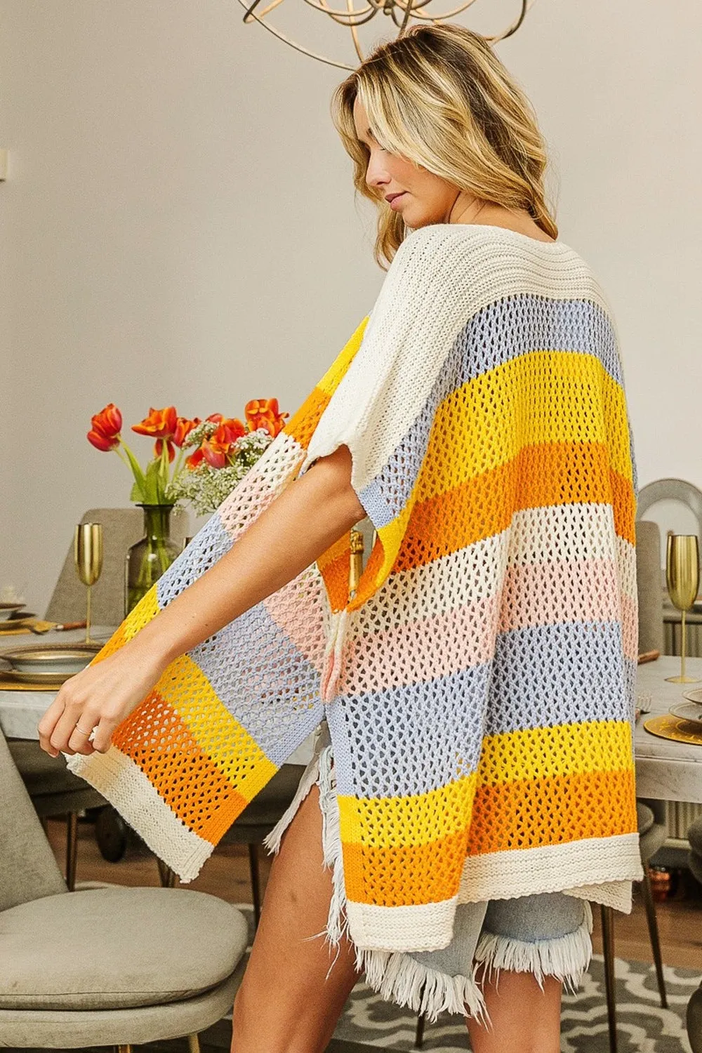 Timeless Touch - Striped Open Front Knit Cardigan