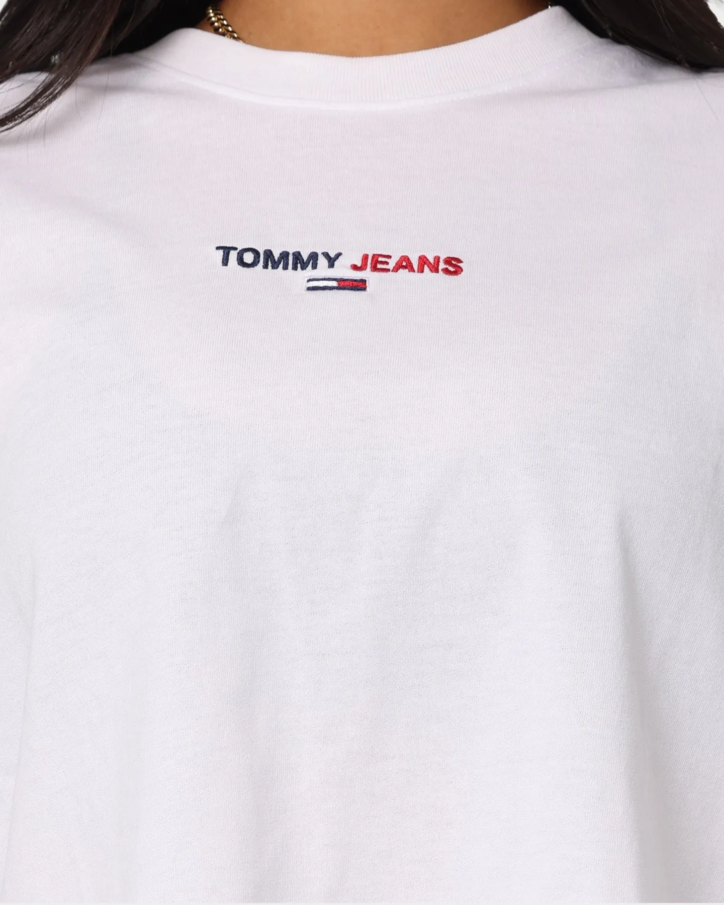 Tommy Jeans Women's Cropped Long Sleeve T-Shirt White