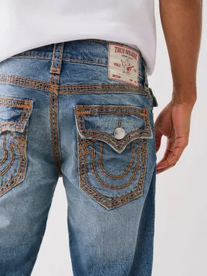 True Religion Super QT Ricky Straight Fit Blue Mid-Rise Washed Jeans