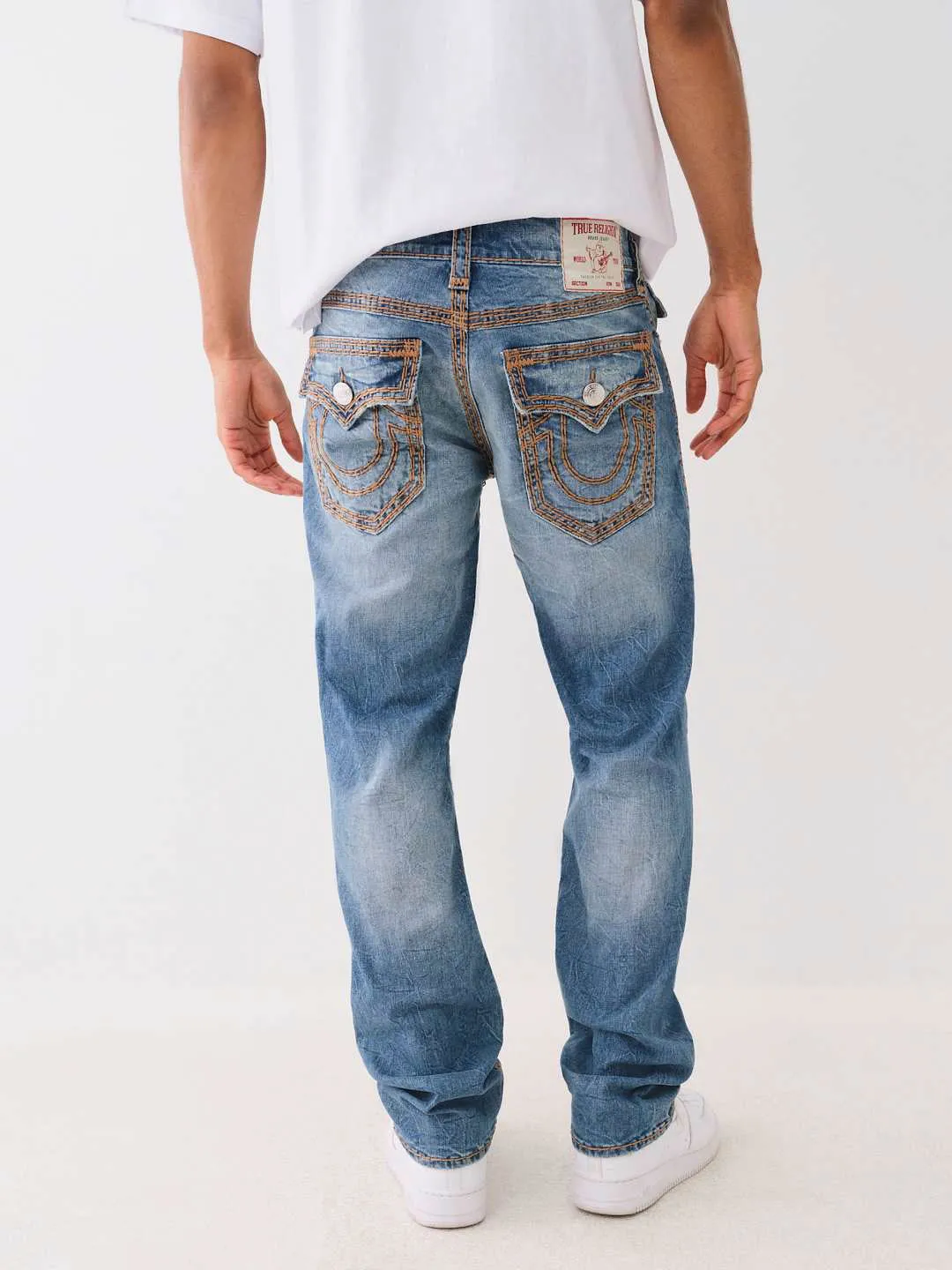 True Religion Super QT Ricky Straight Fit Blue Mid-Rise Washed Jeans