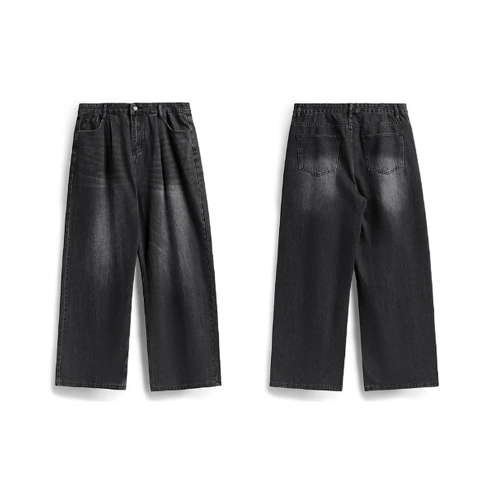 Washed Black Wide Leg Jeans