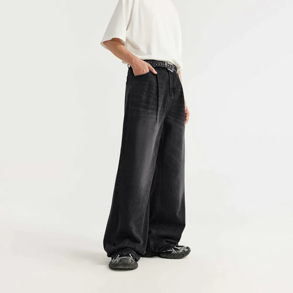 Washed Black Wide Leg Jeans
