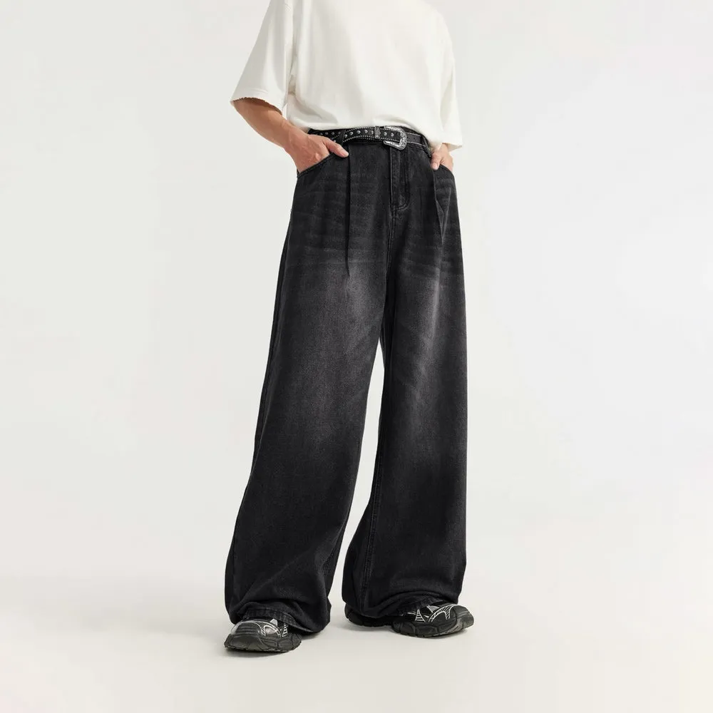 Washed Black Wide Leg Jeans