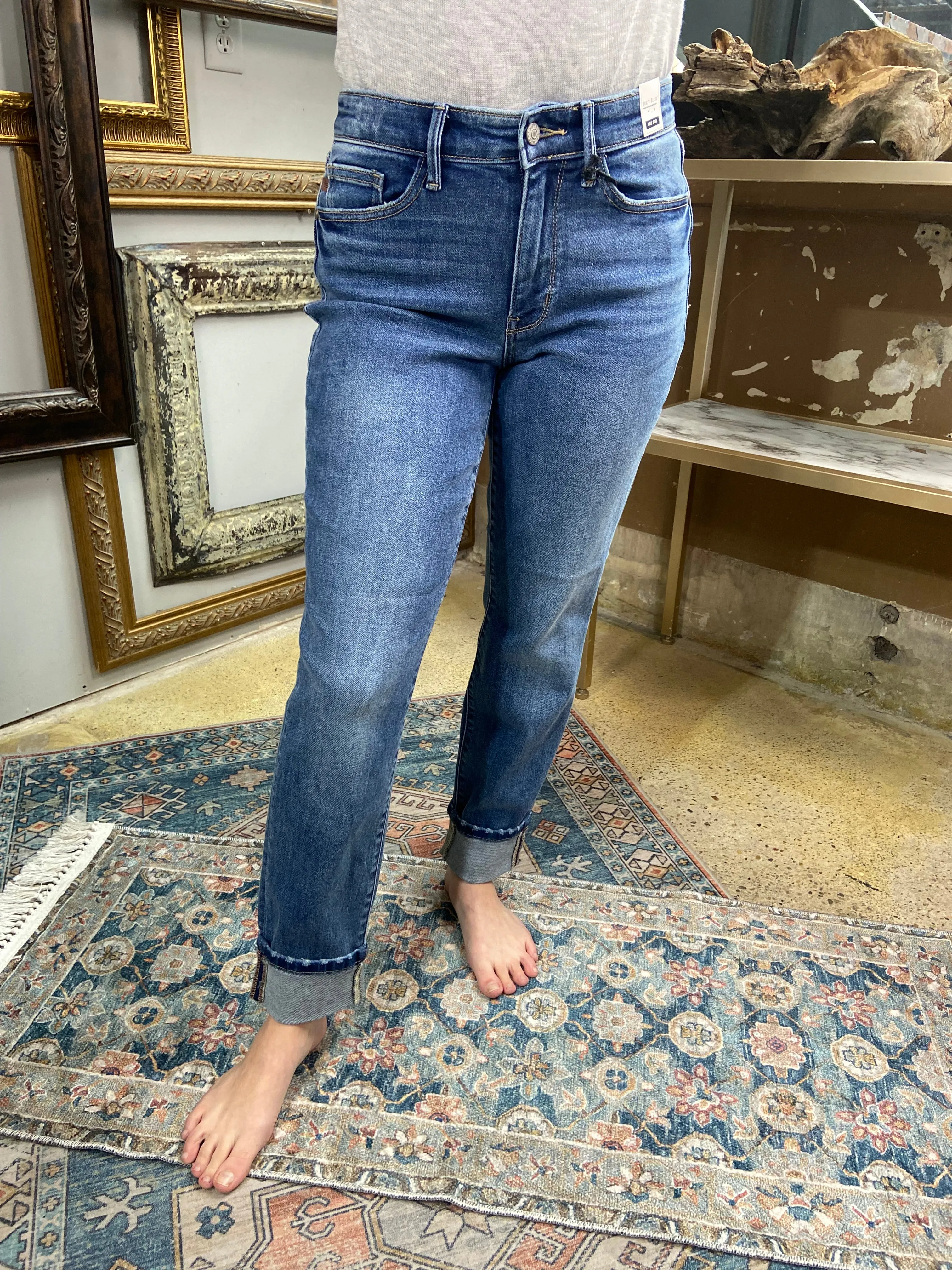Wesley Judy Blue Boyfriend Jeans with Cuff